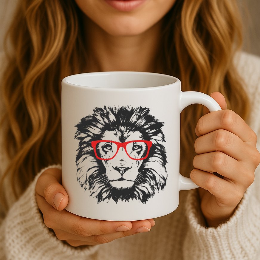Portrait of Lion with glasses Mug