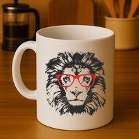 Portrait of Lion with glasses Mug