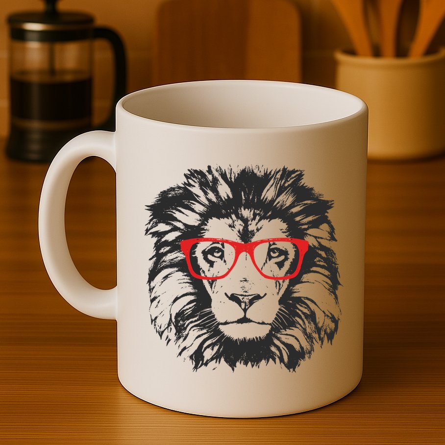 Portrait of Lion with glasses Mug