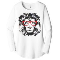 Portrait of Lion with glasses Women's Perfect Tri Tunic Long Sleeve Shirt