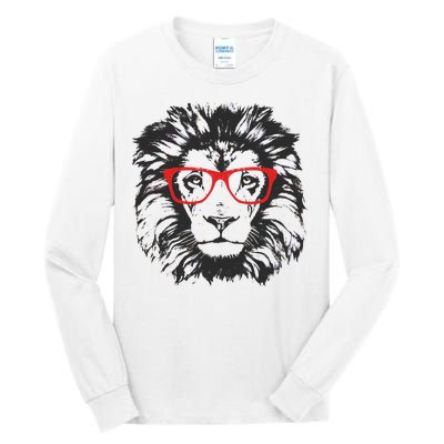 Portrait of Lion with glasses Tall Long Sleeve T-Shirt