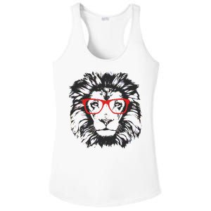 Portrait of Lion with glasses Ladies PosiCharge Competitor Racerback Tank