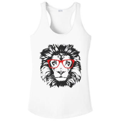 Portrait of Lion with glasses Ladies PosiCharge Competitor Racerback Tank