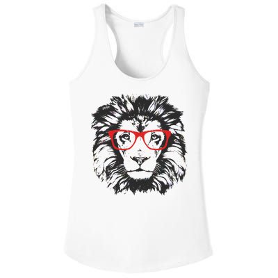 Portrait of Lion with glasses Ladies PosiCharge Competitor Racerback Tank