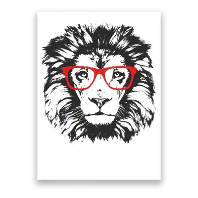 Portrait of Lion with glasses Poster