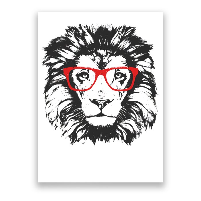 Portrait of Lion with glasses Poster