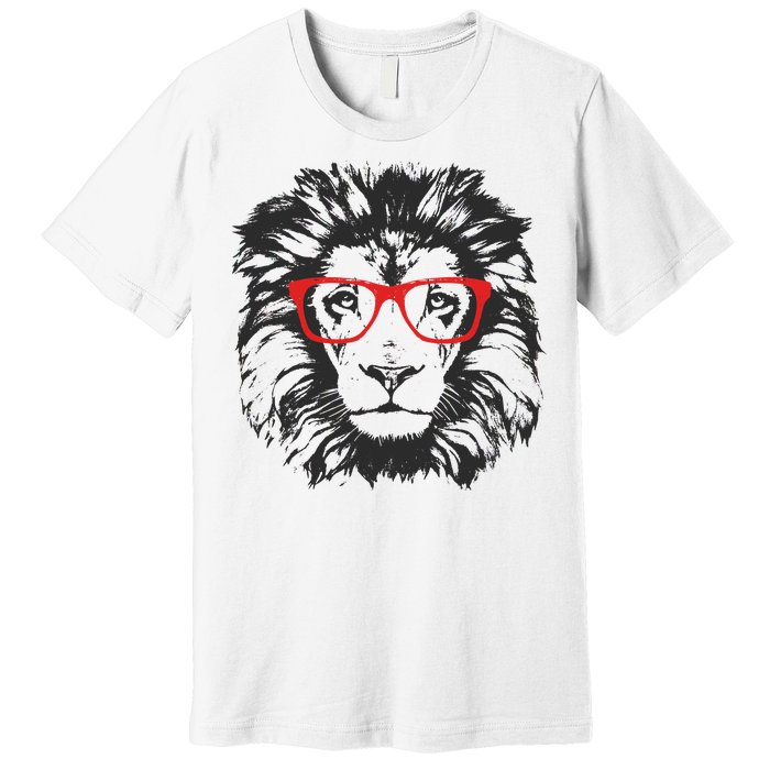 Portrait of Lion with glasses Premium T-Shirt