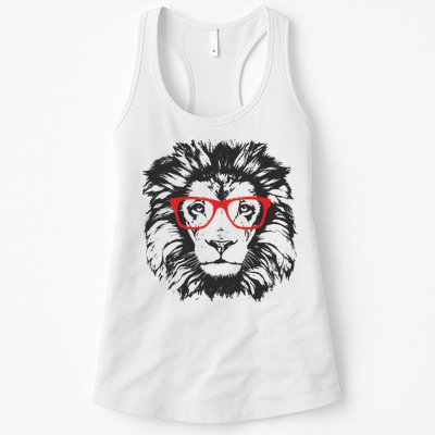 Portrait of Lion with glasses Womens Tank Top
