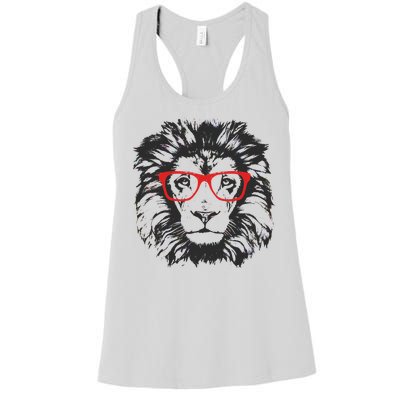 Portrait of Lion with glasses Women's Racerback Tank