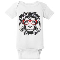 Portrait of Lion with glasses Baby Bodysuit