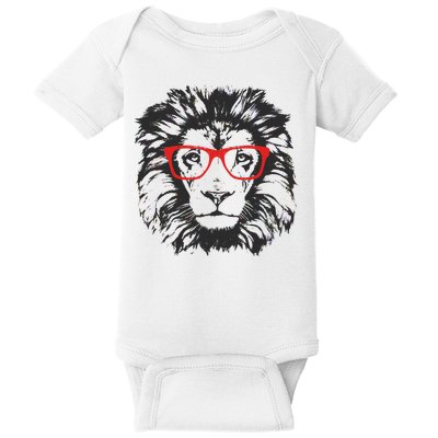 Portrait of Lion with glasses Baby Bodysuit