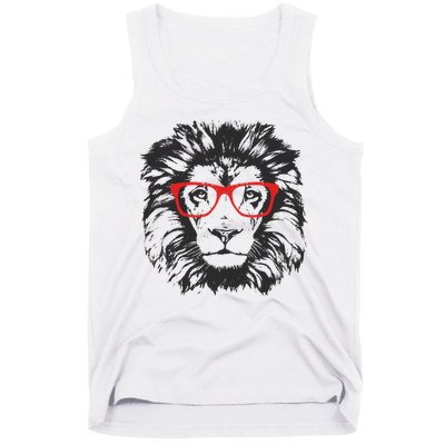 Portrait of Lion with glasses Tank Top