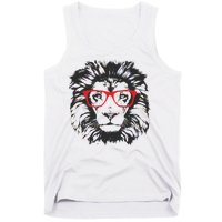 Portrait of Lion with glasses Tank Top