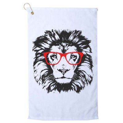 Portrait of Lion with glasses Golf Towel