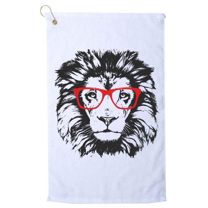 Portrait of Lion with glasses Golf Towel