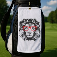 Portrait of Lion with glasses Golf Towel