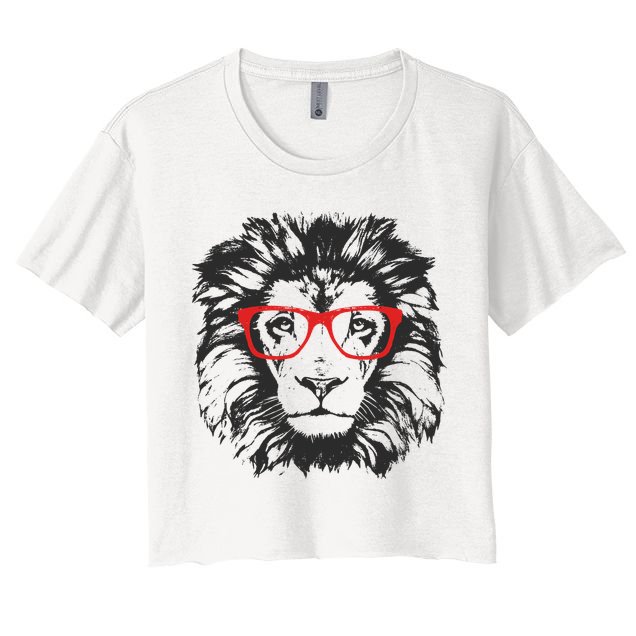 Portrait of Lion with glasses Crop Top