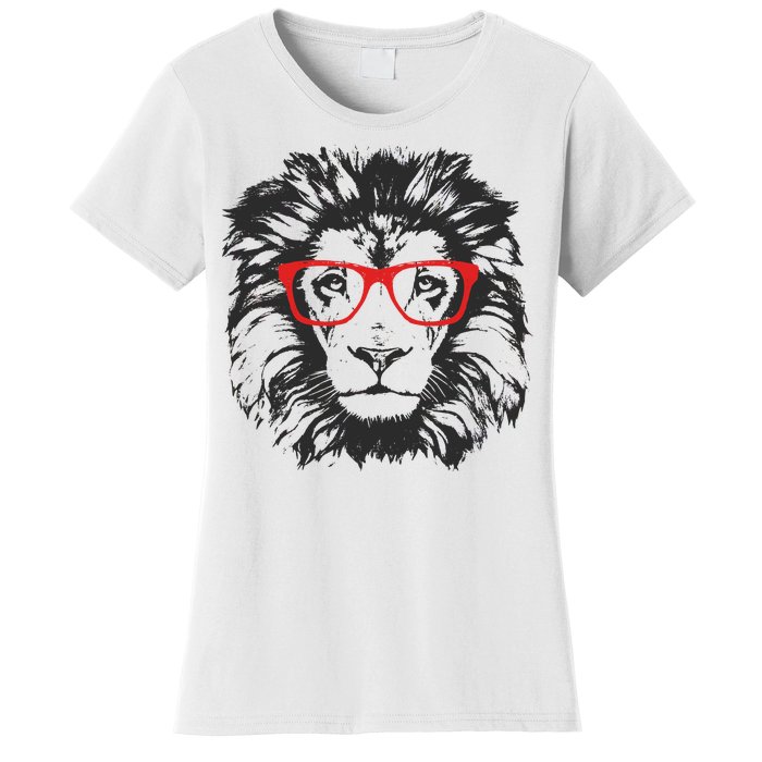 Portrait of Lion with glasses Women's T-Shirt