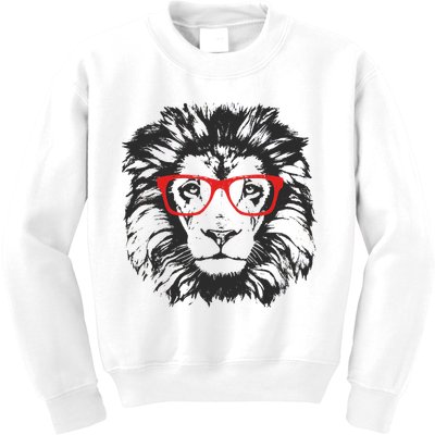 Portrait of Lion with glasses Kids Sweatshirt