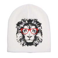 Portrait of Lion with glasses Short Acrylic Beanie