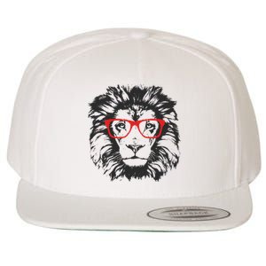 Portrait of Lion with glasses Wool Snapback Cap