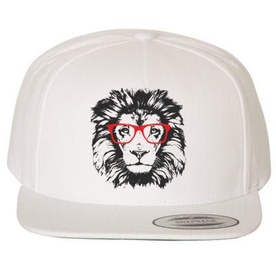 Portrait of Lion with glasses Wool Snapback Cap