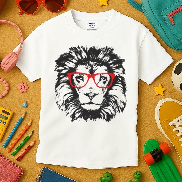 Portrait of Lion with glasses Kids T-Shirt