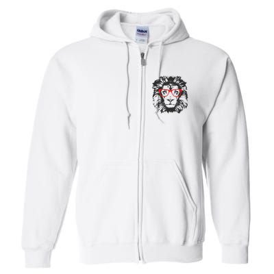 Portrait of Lion with glasses Full Zip Hoodie