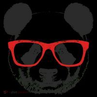 Portrait of Panda with glasses Stripe Pom Pom Beanie