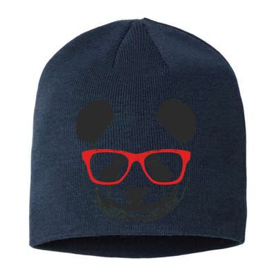 Portrait of Panda with glasses Sustainable Beanie