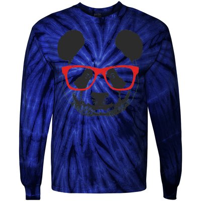 Portrait of Panda with glasses Tie-Dye Long Sleeve Shirt