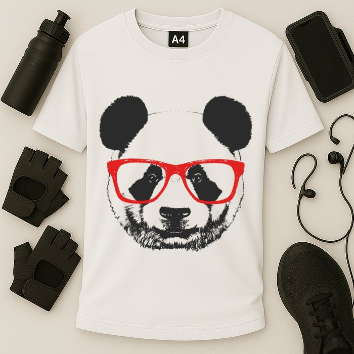 Portrait of Panda with glasses Cooling Performance Crew T-Shirt