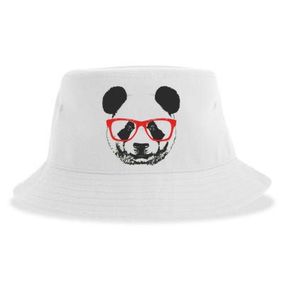 Portrait of Panda with glasses Sustainable Bucket Hat