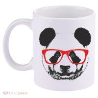 Portrait of Panda with glasses 11oz C Handle Ceramic Mug