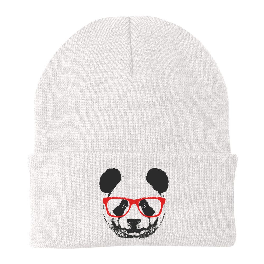 Portrait of Panda with glasses Beanie