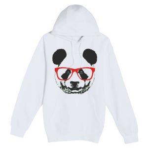 Portrait of Panda with glasses Premium Pullover Hoodie