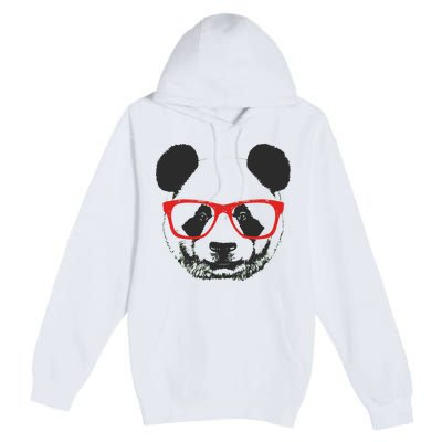 Portrait of Panda with glasses Premium Pullover Hoodie