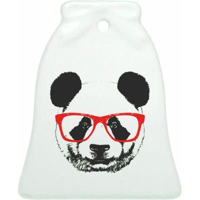 Portrait of Panda with glasses Ceramic Bell Ornament