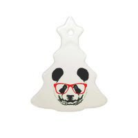 Portrait of Panda with glasses Ceramic Tree Ornament