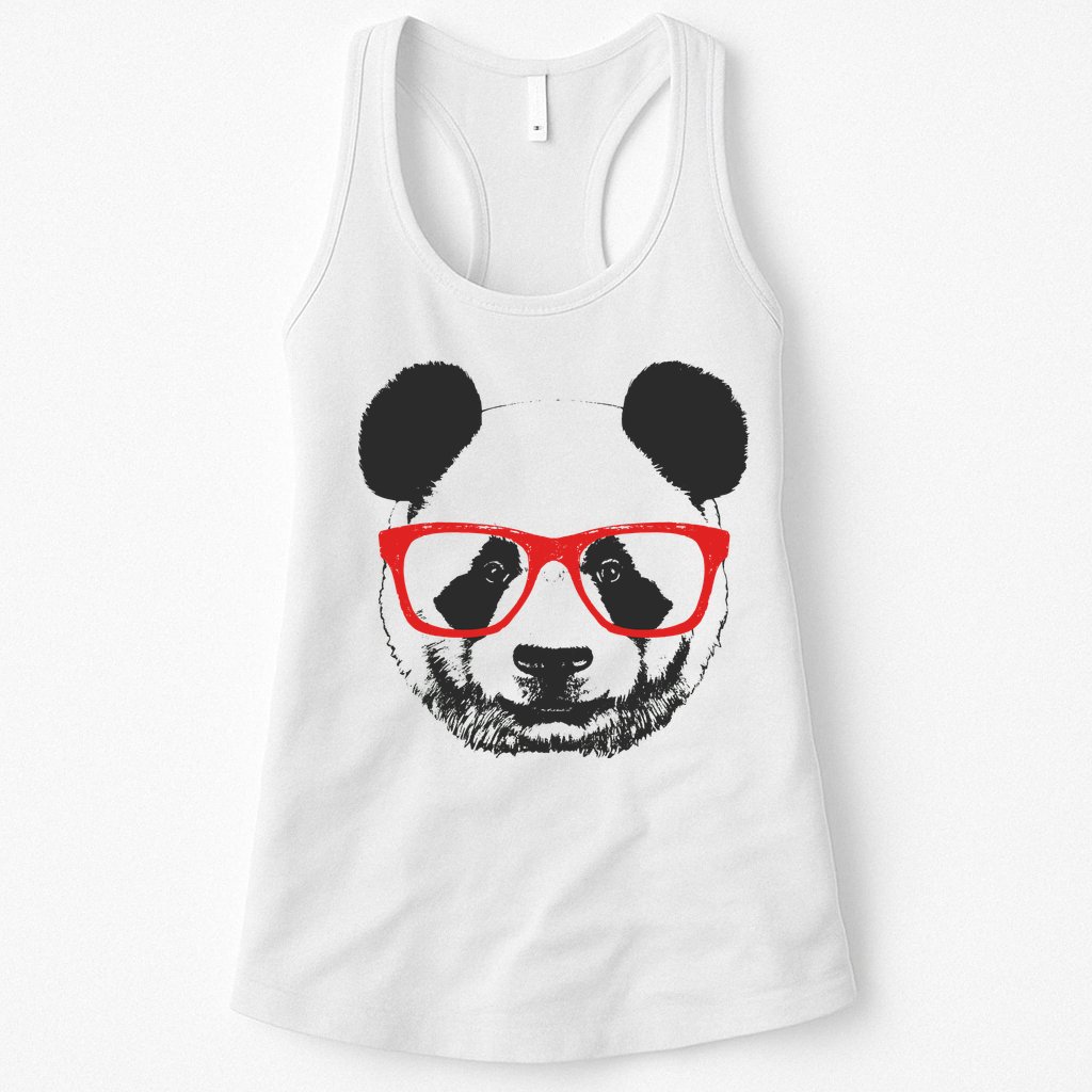 Portrait of Panda with glasses Womens Tank Top