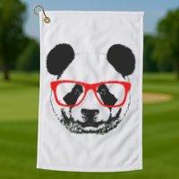 Portrait of Panda with glasses Golf Towel