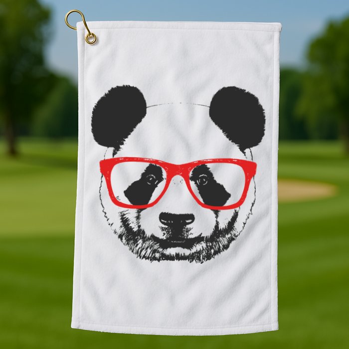 Portrait of Panda with glasses Golf Towel