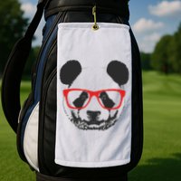 Portrait of Panda with glasses Golf Towel