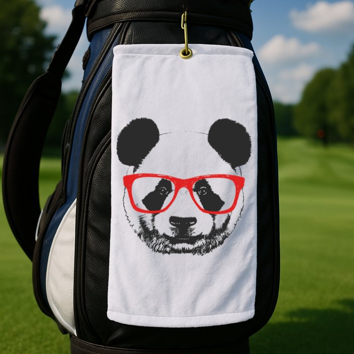 Portrait of Panda with glasses Golf Towel