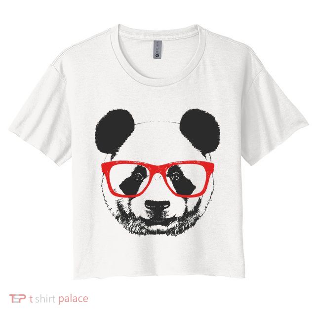 Portrait of Panda with glasses Crop Top