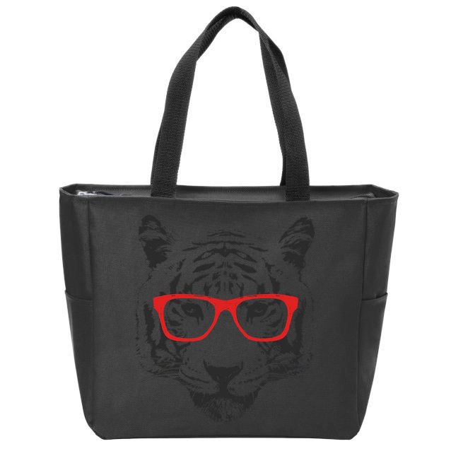Portrait of Tiger With Glasses Zip Tote Bag