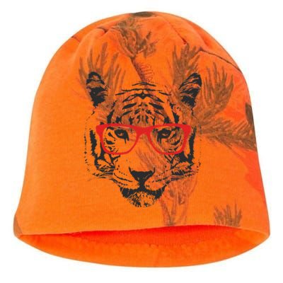 Portrait of Tiger With Glasses Kati - Camo Knit Beanie