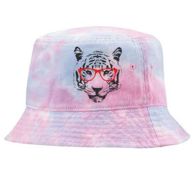 Portrait of Tiger With Glasses Tie-Dyed Bucket Hat