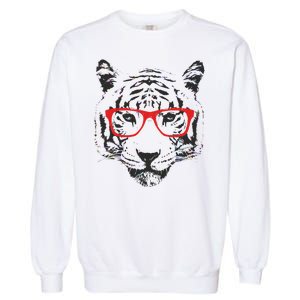 Portrait of Tiger With Glasses Garment-Dyed Sweatshirt