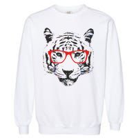 Portrait of Tiger With Glasses Garment-Dyed Sweatshirt